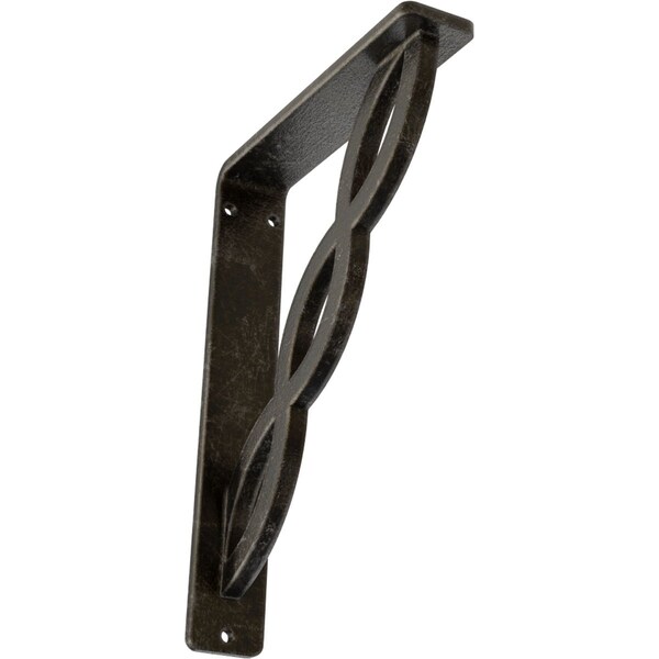 Ekena Millwork Loera Wrought Iron Bracket, (Single center brace), Antiqued Warm Silver 1 1/2"W x 5 1/2"D x 8"H BKTM01X05X08SLOAWS - main